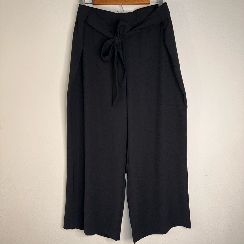 INC International Concepts Black Wide-Leg Tie-Waist Pants